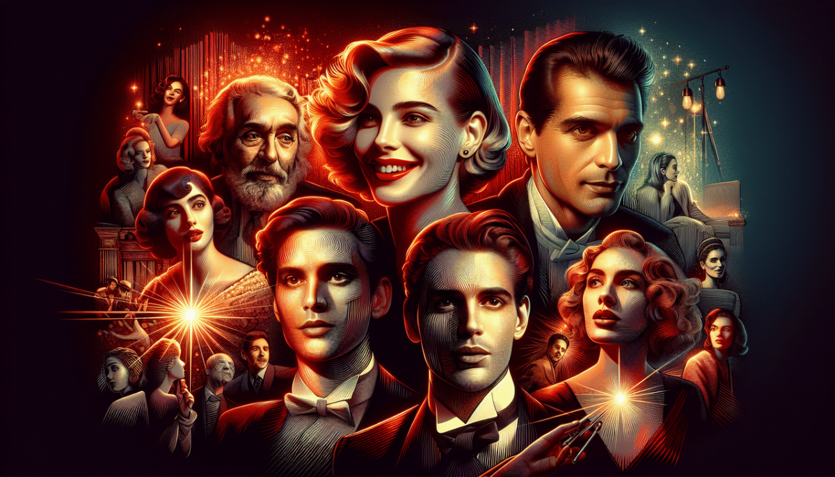 Portraits de célébrités en J dans une composition moderne et dynamique, soulignée par un glamour de tapis rouge.