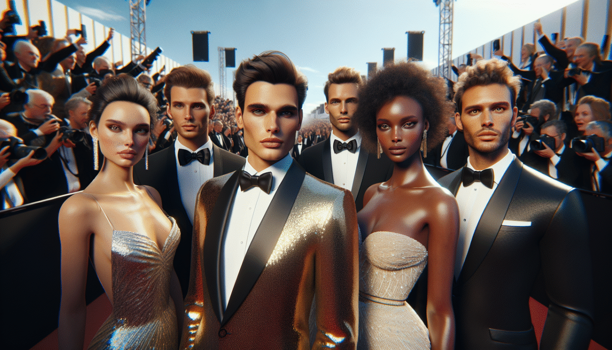 Célébrité en U sur tapis rouge lors d'un événement luxueux.