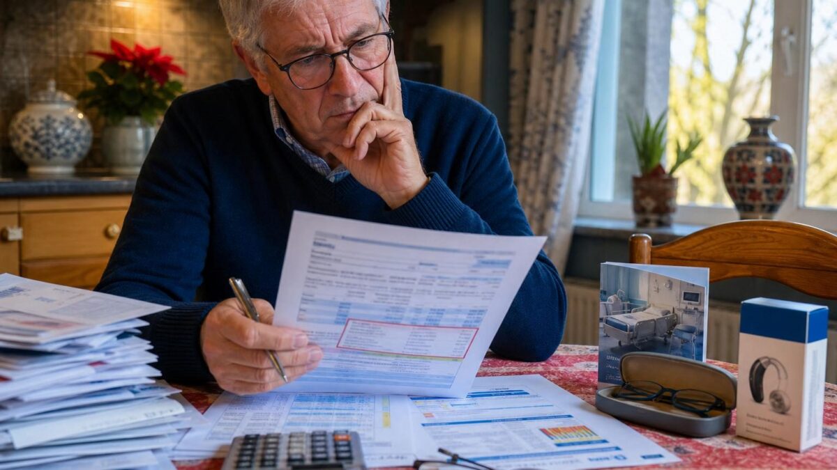 Courrier et documents posés sur une table pour préparer une démarche de complémentaire santé